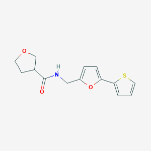 molecular formula C14H15NO3S B2508313 N-{[5-(thiophen-2-yl)furan-2-yl]methyl}oxolane-3-carboxamide CAS No. 2034592-82-8