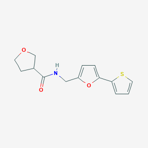 molecular formula C14H15NO3S B2508313 N-((5-(thiophen-2-yl)furan-2-yl)methyl)tetrahydrofuran-3-carboxamide CAS No. 2034592-82-8