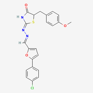 (Z)-2-((E)-((5-(4-chlorophenyl)furan-2-yl)methylene)hydrazono)-5-(4-methoxybenzyl)thiazolidin-4-one
