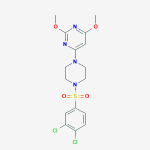 molecular formula C16H18Cl2N4O4S B2508316 4-(4-((3,4-Dichlorophenyl)sulfonyl)piperazin-1-yl)-2,6-dimethoxypyrimidine CAS No. 1021039-43-9