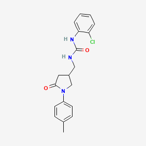 molecular formula C19H20ClN3O2 B2508317 1-(2-Chlorophenyl)-3-((5-oxo-1-(p-tolyl)pyrrolidin-3-yl)methyl)urea CAS No. 954697-93-9