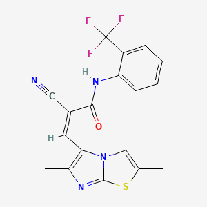 molecular formula C18H13F3N4OS B2508323 (Z)-2-cyano-3-(2,6-dimethylimidazo[2,1-b][1,3]thiazol-5-yl)-N-[2-(trifluoromethyl)phenyl]prop-2-enamide CAS No. 1259226-51-1