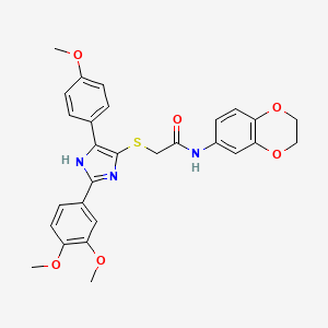 N-(2,3-dihydro-1,4-benzodioxin-6-yl)-2-{[2-(3,4-dimethoxyphenyl)-5-(4-methoxyphenyl)-1H-imidazol-4-yl]sulfanyl}acetamide