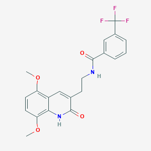 molecular formula C21H19F3N2O4 B2508351 N-[2-(5,8-dimethoxy-2-oxo-1,2-dihydroquinolin-3-yl)ethyl]-3-(trifluoromethyl)benzamide CAS No. 851403-64-0