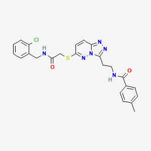 molecular formula C24H23ClN6O2S B2508383 N-(2-(6-((2-((2-chlorobenzyl)amino)-2-oxoethyl)thio)-[1,2,4]triazolo[4,3-b]pyridazin-3-yl)ethyl)-4-methylbenzamide CAS No. 872995-13-6