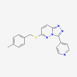 molecular formula C18H15N5S B2508385 4-(6-{[(4-methylphenyl)methyl]sulfanyl}-[1,2,4]triazolo[4,3-b]pyridazin-3-yl)pyridine CAS No. 868970-25-6
