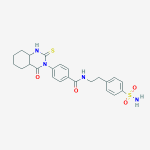 molecular formula C23H20N4O4S2 B2508386 4-(4-氧代-2-硫代亚甲基-1,2,3,4-四氢喹唑啉-3-基)-N-[2-(4-磺酰苯基)乙基]苯甲酰胺 CAS No. 451467-02-0