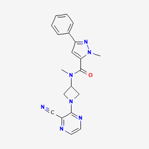 molecular formula C20H19N7O B2508390 N-[1-(3-Cyanopyrazin-2-yl)azetidin-3-yl]-N,2-dimethyl-5-phenylpyrazole-3-carboxamide CAS No. 2380078-50-0