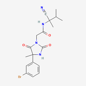 molecular formula C18H21BrN4O3 B2508397 2-[4-(3-bromophenyl)-4-methyl-2,5-dioxoimidazolidin-1-yl]-N-(2-cyano-3-methylbutan-2-yl)acetamide CAS No. 956517-08-1