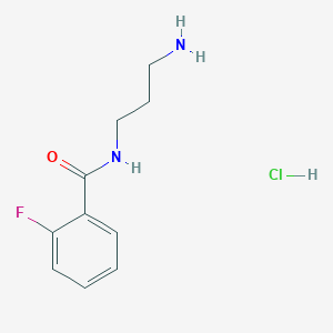 molecular formula C10H14ClFN2O B2508401 N-(3-aminopropyl)-2-fluorobenzamide hydrochloride CAS No. 1354950-32-5