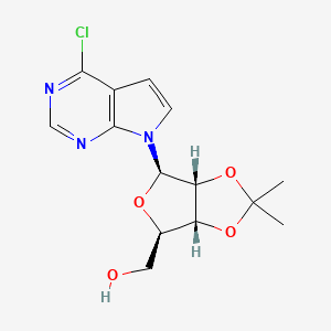 molecular formula C14H16ClN3O4 B2508406 ((3AR,4R,6R,6AR)-6-(4-Chloro-7H-pyrrolo[2,3-D]pyrimidin-7-YL)-2,2-dimethyltetrahydrofuro[3,4-D][1,3]dioxol-4-YL)methanol CAS No. 158078-04-7