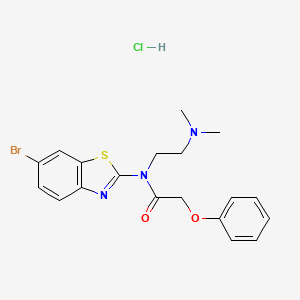 molecular formula C19H21BrClN3O2S B2508408 N-(6-bromobenzo[d]thiazol-2-yl)-N-(2-(dimethylamino)ethyl)-2-phenoxyacetamide hydrochloride CAS No. 1219186-20-5