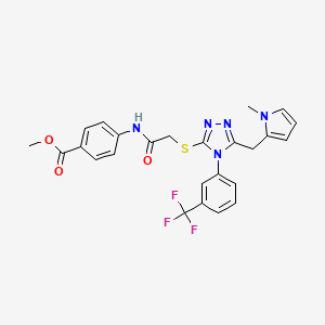 molecular formula C25H22F3N5O3S B2508426 methyl 4-(2-((5-((1-methyl-1H-pyrrol-2-yl)methyl)-4-(3-(trifluoromethyl)phenyl)-4H-1,2,4-triazol-3-yl)thio)acetamido)benzoate CAS No. 896677-67-1