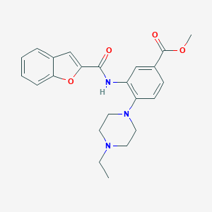 molecular formula C23H25N3O4 B250846 methyl 3-[(1-benzofuran-2-ylcarbonyl)amino]-4-(4-ethyl-1-piperazinyl)benzoate 