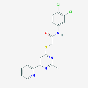 molecular formula C18H14Cl2N4OS B2508498 N-(3,4-dichlorophenyl)-2-{[2-methyl-6-(pyridin-2-yl)pyrimidin-4-yl]sulfanyl}acetamide CAS No. 1242905-00-5