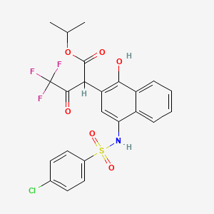 molecular formula C23H19ClF3NO6S B2508531 propan-2-yl 2-[4-(4-chlorobenzenesulfonamido)-1-hydroxynaphthalen-2-yl]-4,4,4-trifluoro-3-oxobutanoate CAS No. 425402-79-5
