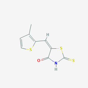 molecular formula C9H7NOS3 B2508555 (5E)-2-mercapto-5-[(3-methyl-2-thienyl)methylene]-1,3-thiazol-4(5H)-one CAS No. 309290-77-5
