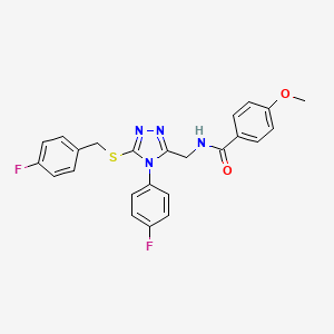 molecular formula C24H20F2N4O2S B2508566 N-{[4-(4-fluorophenyl)-5-{[(4-fluorophenyl)methyl]sulfanyl}-4H-1,2,4-triazol-3-yl]methyl}-4-methoxybenzamide CAS No. 476450-91-6