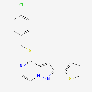 4-[(4-Chlorobenzyl)thio]-2-(2-thienyl)pyrazolo[1,5-a]pyrazine