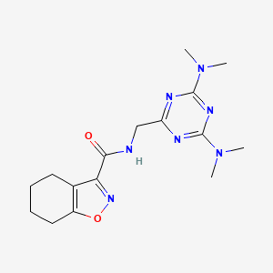 molecular formula C16H23N7O2 B2508572 N-((4,6-bis(dimethylamino)-1,3,5-triazin-2-yl)methyl)-4,5,6,7-tetrahydrobenzo[d]isoxazole-3-carboxamide CAS No. 2034573-41-4