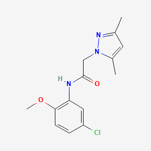 molecular formula C14H16ClN3O2 B2508577 N-(5-chloro-2-methoxyphenyl)-2-(3,5-dimethyl-1H-pyrazol-1-yl)acetamide CAS No. 1019101-22-4