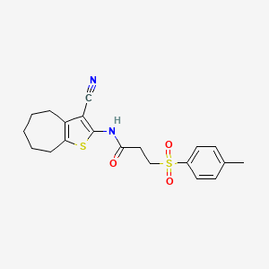 N-(3-cyano-5,6,7,8-tetrahydro-4H-cyclohepta[b]thiophen-2-yl)-3-tosylpropanamide