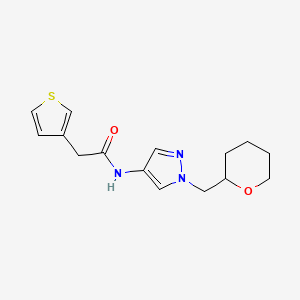 N-(1-((tetrahydro-2H-pyran-2-yl)methyl)-1H-pyrazol-4-yl)-2-(thiophen-3-yl)acetamide