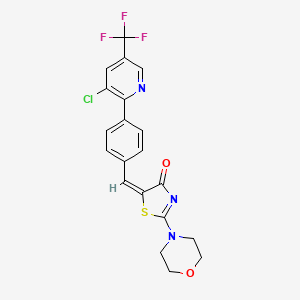 5-((E)-{4-[3-chloro-5-(trifluoromethyl)-2-pyridinyl]phenyl}methylidene)-2-morpholino-1,3-thiazol-4(5H)-one