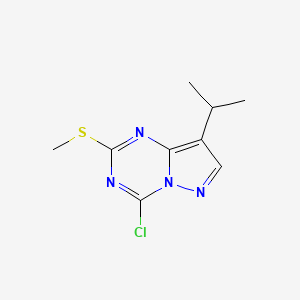 molecular formula C9H11ClN4S B2508611 4-Chloro-8-isopropyl-2-(methylthio)pyrazolo[1,5-a][1,3,5]triazine CAS No. 1453186-96-3