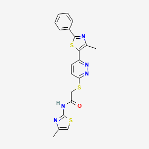 molecular formula C20H17N5OS3 B2508621 N-(4-METHYL-1,3-THIAZOL-2-YL)-2-{[6-(4-METHYL-2-PHENYL-1,3-THIAZOL-5-YL)PYRIDAZIN-3-YL]SULFANYL}ACETAMIDE CAS No. 892416-49-8