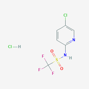 molecular formula C6H5Cl2F3N2O2S B2508649 N-(5-Chloropyridin-2-yl)-1,1,1-trifluoromethanesulfonamide hydrochloride CAS No. 2365418-58-0
