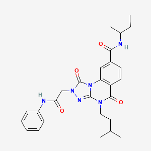 molecular formula C27H32N6O4 B2508652 2-(2-anilino-2-oxoethyl)-N-(sec-butyl)-4-(3-methylbutyl)-1,5-dioxo-1,2,4,5-tetrahydro[1,2,4]triazolo[4,3-a]quinazoline-8-carboxamide CAS No. 1296345-99-7