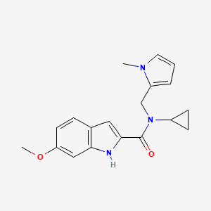 molecular formula C19H21N3O2 B2508653 N-cyclopropyl-6-methoxy-N-((1-methyl-1H-pyrrol-2-yl)methyl)-1H-indole-2-carboxamide CAS No. 2034422-74-5