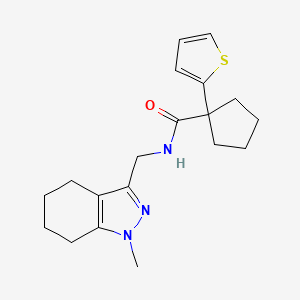 molecular formula C19H25N3OS B2508667 N-((1-methyl-4,5,6,7-tetrahydro-1H-indazol-3-yl)methyl)-1-(thiophen-2-yl)cyclopentanecarboxamide CAS No. 1448130-03-7