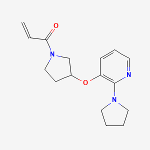 molecular formula C16H21N3O2 B2508668 1-(3-{[2-(Pyrrolidin-1-yl)pyridin-3-yl]oxy}pyrrolidin-1-yl)prop-2-en-1-one CAS No. 2094345-53-4