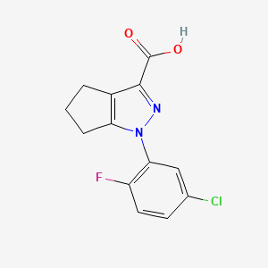 molecular formula C13H10ClFN2O2 B2508673 1-(5-chloro-2-fluorophenyl)-1H,4H,5H,6H-cyclopenta[c]pyrazole-3-carboxylic acid CAS No. 1156854-36-2