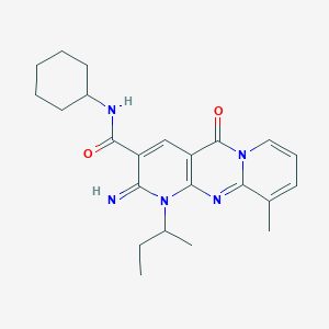 molecular formula C23H29N5O2 B2508675 1-(sec-butyl)-N-cyclohexyl-2-imino-10-methyl-5-oxo-2,5-dihydro-1H-dipyrido[1,2-a:2',3'-d]pyrimidine-3-carboxamide CAS No. 510733-45-6