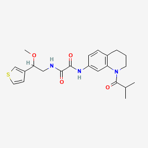 molecular formula C22H27N3O4S B2508680 N-[2-methoxy-2-(thiophen-3-yl)ethyl]-N'-[1-(2-methylpropanoyl)-1,2,3,4-tetrahydroquinolin-7-yl]ethanediamide CAS No. 1448031-21-7