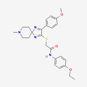 molecular formula C25H30N4O3S B2508692 N-(4-ETHOXYPHENYL)-2-{[3-(4-METHOXYPHENYL)-8-METHYL-1,4,8-TRIAZASPIRO[4.5]DECA-1,3-DIEN-2-YL]SULFANYL}ACETAMIDE CAS No. 1185103-93-8