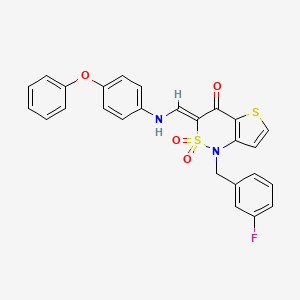 (Z)-1-(3-fluorobenzyl)-3-(((4-phenoxyphenyl)amino)methylene)-1H-thieno[3,2-c][1,2]thiazin-4(3H)-one 2,2-dioxide