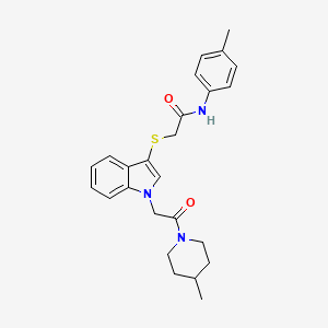 molecular formula C25H29N3O2S B2508700 N-(4-methylphenyl)-2-({1-[2-(4-methylpiperidin-1-yl)-2-oxoethyl]-1H-indol-3-yl}sulfanyl)acetamide CAS No. 878055-68-6