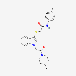 2-((1-(2-(4-methylpiperidin-1-yl)-2-oxoethyl)-1H-indol-3-yl)thio)-N-(p-tolyl)acetamide