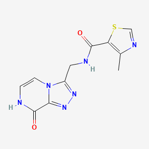 molecular formula C11H10N6O2S B2508713 N-((8-hydroxy-[1,2,4]triazolo[4,3-a]pyrazin-3-yl)methyl)-4-methylthiazole-5-carboxamide CAS No. 2034555-06-9