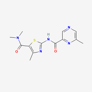 molecular formula C13H15N5O2S B2508720 N-[5-(dimethylcarbamoyl)-4-methyl-1,3-thiazol-2-yl]-6-methylpyrazine-2-carboxamide CAS No. 2415466-13-4