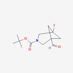 molecular formula C12H18FNO3 B2508725 tert-Butyl 1-fluoro-5-formyl-3-azabicyclo[3.1.1]heptane-3-carboxylate CAS No. 2344680-51-7