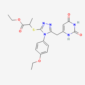 molecular formula C20H23N5O5S B2508727 ethyl 2-((5-((2,6-dioxo-1,2,3,6-tetrahydropyrimidin-4-yl)methyl)-4-(4-ethoxyphenyl)-4H-1,2,4-triazol-3-yl)thio)propanoate CAS No. 852153-82-3