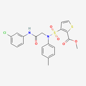 molecular formula C21H19ClN2O5S2 B2508729 methyl 3-({[(3-chlorophenyl)carbamoyl]methyl}(4-methylphenyl)sulfamoyl)thiophene-2-carboxylate CAS No. 895266-17-8