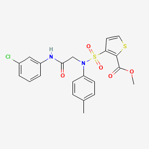 molecular formula C21H19ClN2O5S2 B2508729 Methyl 3-[{2-[(3-chlorophenyl)amino]-2-oxoethyl}(4-methylphenyl)sulfamoyl]thiophene-2-carboxylate CAS No. 895266-17-8