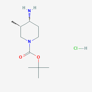 molecular formula C11H23ClN2O2 B2508731 顺式-叔丁基4-氨基-3-甲基哌啶-1-羧酸盐盐酸盐 CAS No. 1609403-03-3