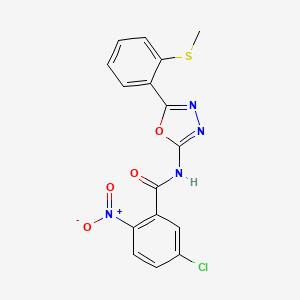 molecular formula C16H11ClN4O4S B2508735 5-chloro-N-[5-(2-methylsulfanylphenyl)-1,3,4-oxadiazol-2-yl]-2-nitrobenzamide CAS No. 898410-78-1